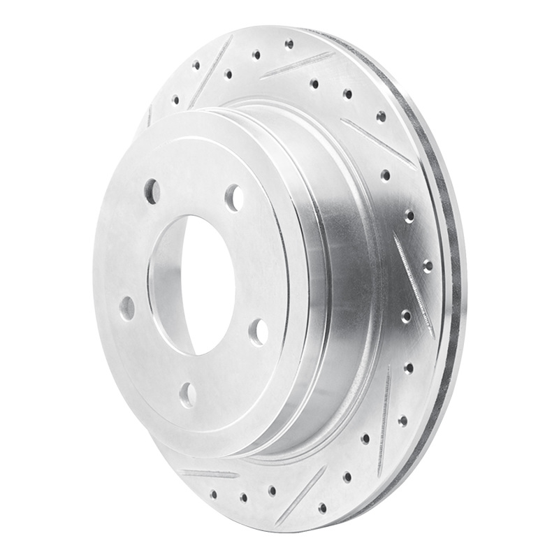 Ford E-150 Brake Rotor (1) - Rear Left - R1 Concepts - Drilled & Slotted - Silver - `04-`06